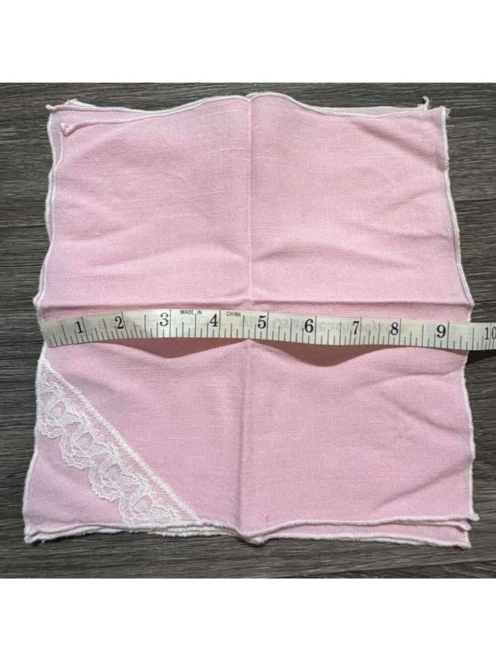 Set 4 Pink Linen Napkins With White Lace Trim Elegant Tea Party Cottagecore - Picture 8 of 13
